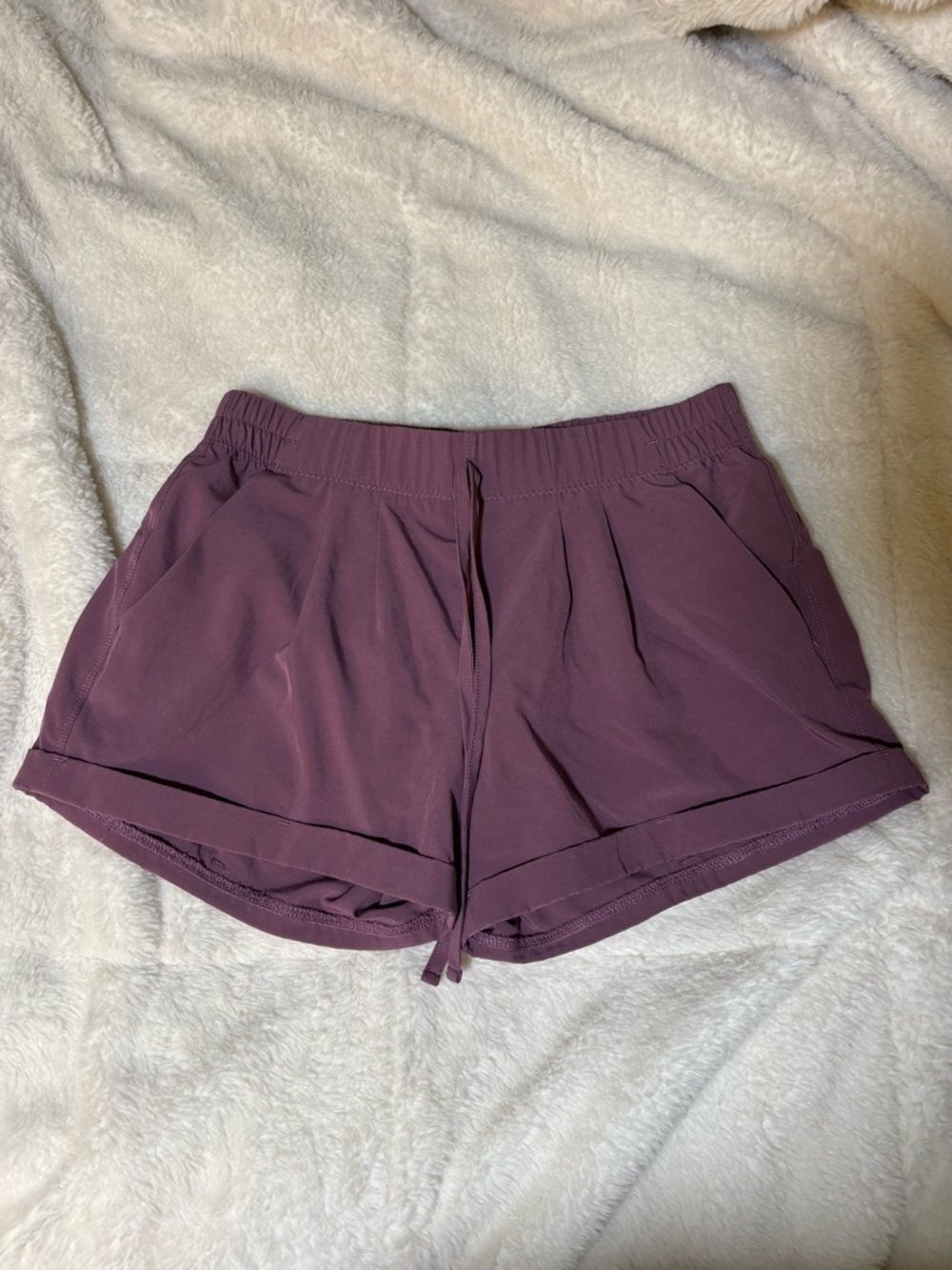 Zyia Active Women’s Athletic Workout Drawstring Shorts in Lavender Plum